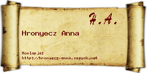 Hronyecz Anna névjegykártya